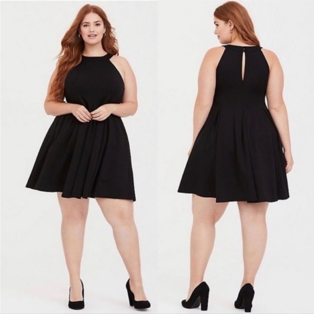 Torrid Black High Neck Sleeveless Fit & Flare Mini Dress